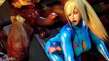 Секс 3д игра с еблей грудастой красотки Самус и монстра из Doom