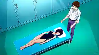 Массирует роскошные сиськи хентай сучке студентке в обтягивающем купальнике