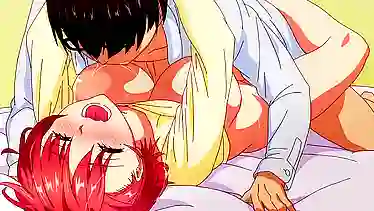 Милашка с красными волосами старается сексуально удовлетворять похотливого бойфренда